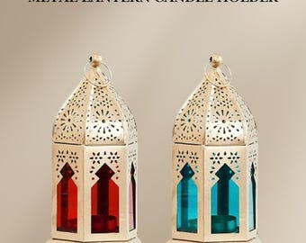 Moroccan Candle Lantern – Boho Lantern Candle Holder for Tabletop Hanging | Boho Wedding & Party Decor
