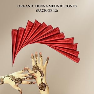 Fresh Organic Henna Cones | Natural Mehndi for Tattoos, Freckles & Body Art   (Pack of 12)