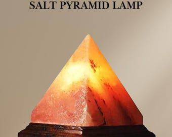 Natural Himalayan Salt Pyramid Lamp | Pink Crystal Table Lamp & Night Light | Healing Home Decor with Selenite Option
