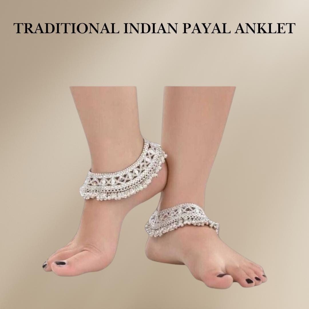 Gold Plated Kundan Payal Traditional Indian Anklets Bridal