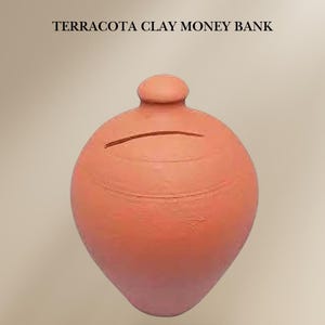 Handmade Indian Clay Piggy Bank – Traditional Terracotta Money Bank | Vintage Ceramic Safe | Hucha | Made in India