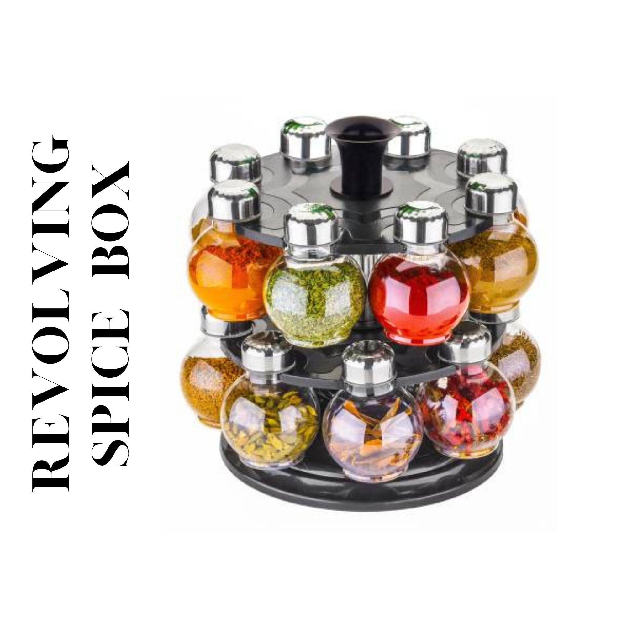 revolving spice rack set 3.5oz glass