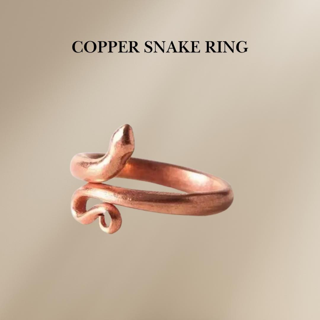 Handmade Copper Snake Ring – Adjustable Serpent Ring Boho