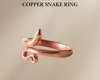 Anillo de serpiente de cobre hecho a mano – Anillo de serpiente ajustable / Joyería espiritual bohemia / Sanación y protección