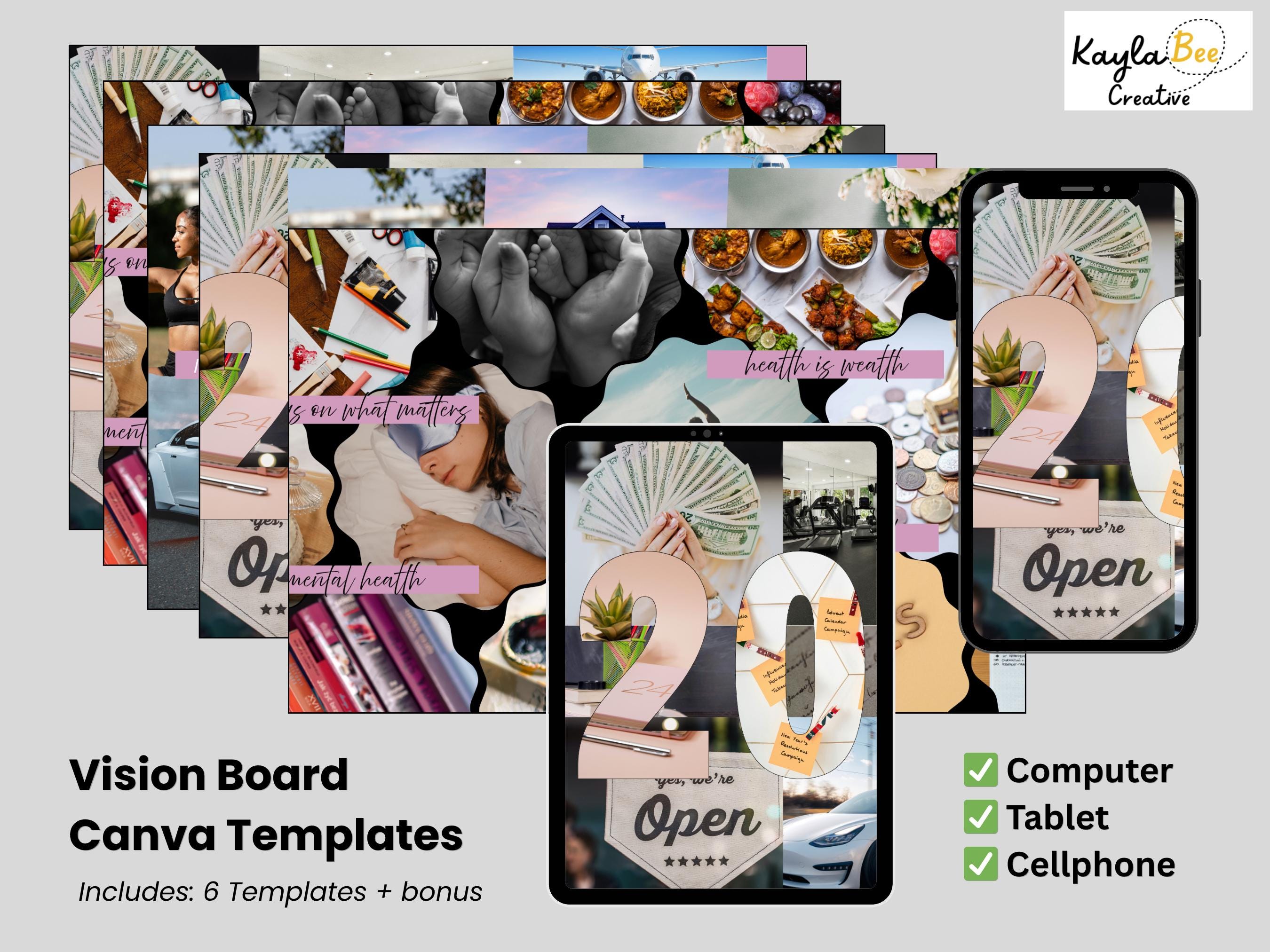 Vision Board Canva Template Computer Screensaver, Cellphone Screensaver ...