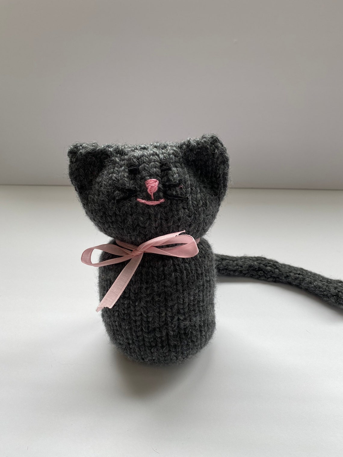 Handknit grey kitty grey cat plushie animal lovers gift Etsy