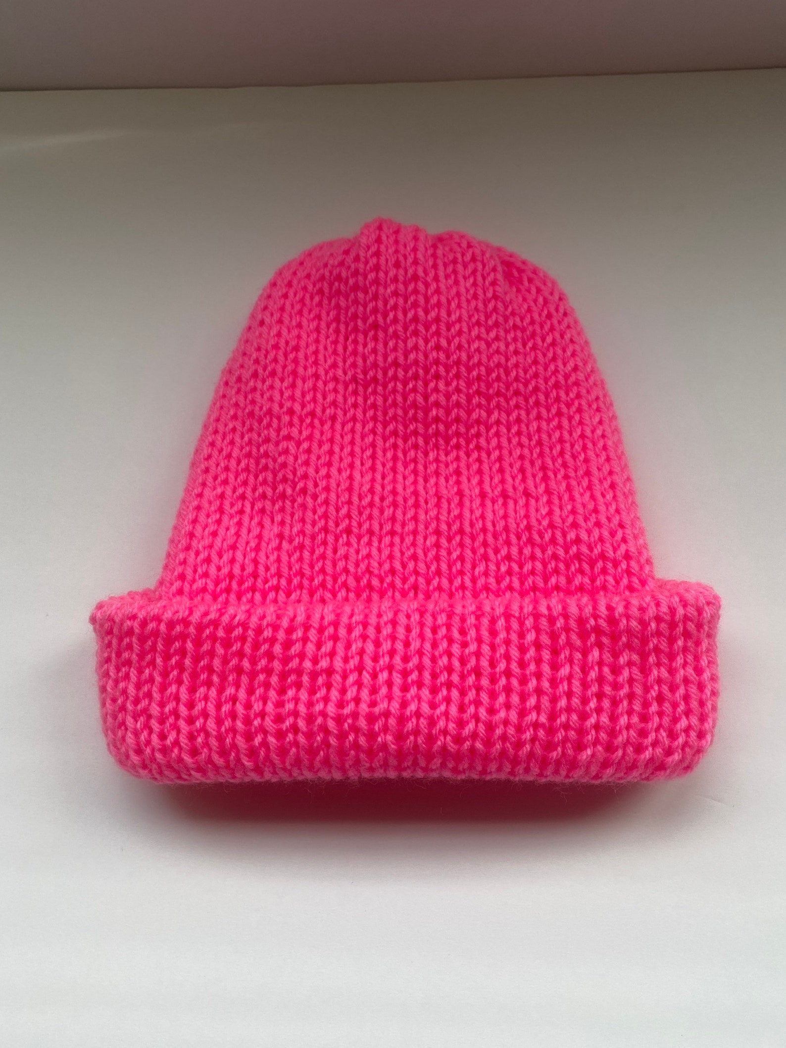 Hot Pink Knit Beanie, Skull Cap, Gift for Her , Slouchy Hat , Fashion
