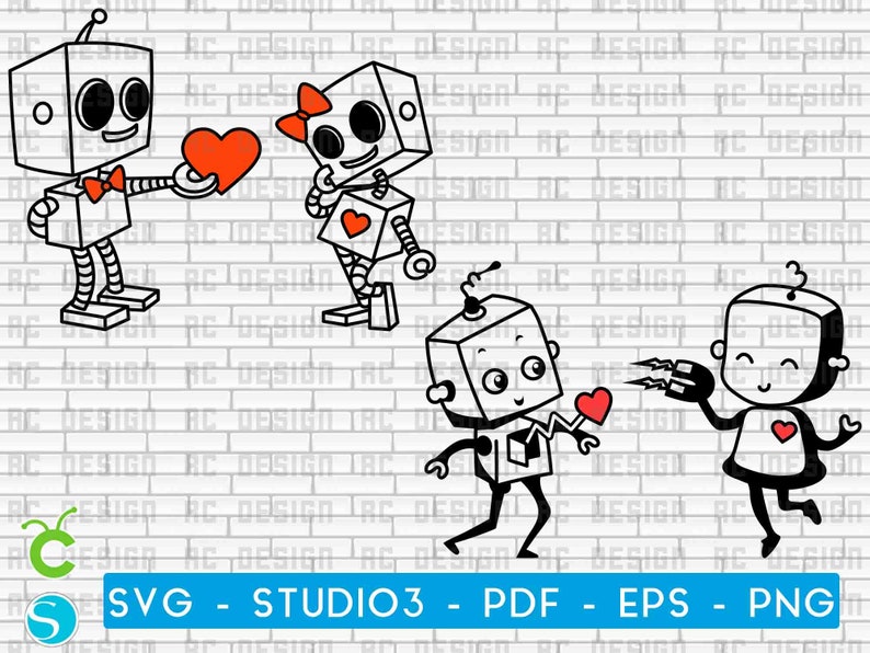 Download Robot Love Svg Robot Svg Robot Silhouette Robot Cricut Etsy