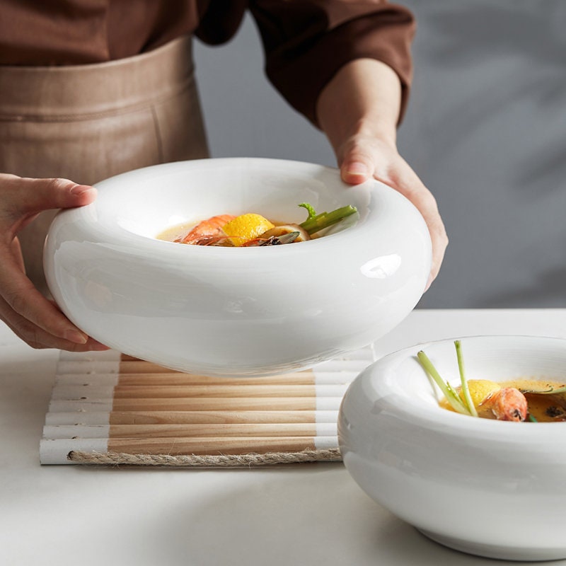 Nordic ceramic soup pot binaural soup bowl set restaurant household  tableware candle heating insulation iron frame soup bowl