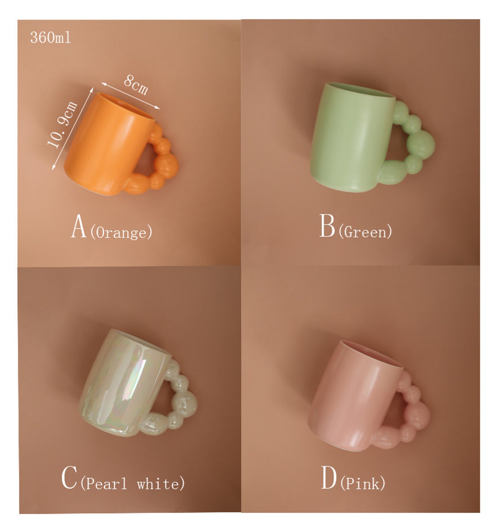 Candy Color Bubble Handle Ceramic Mug Tableware Decorative Etsy
