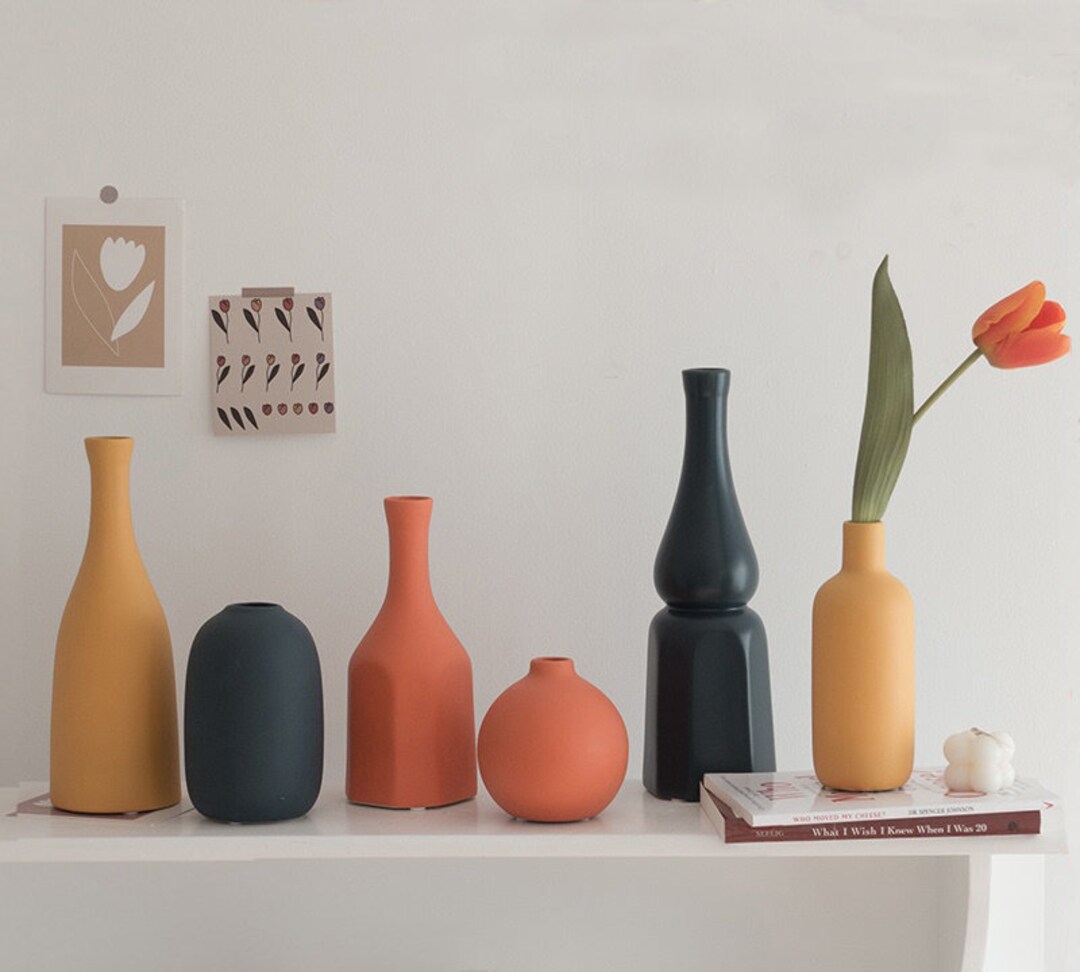 Morandi Color Ceramic Vase Retro Flower Arrangement Living - Etsy