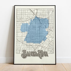 Affiche de carte du comté d'Orange, Santa Ana