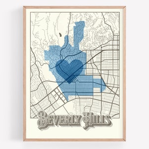 Beverly Hills Lake Los Angeles Neighborhood Map Poster Wall Art