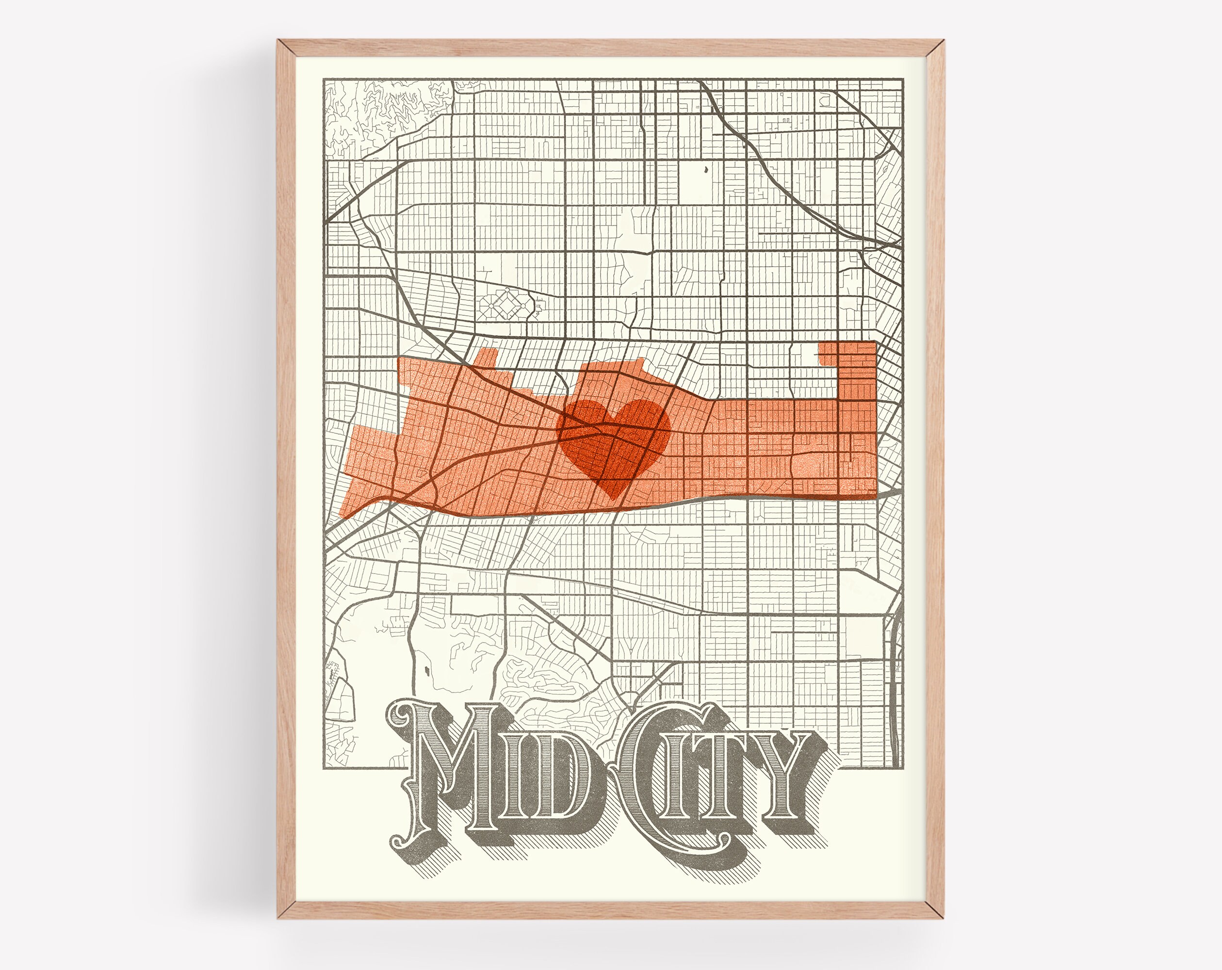 Mid City Los Angeles Neighborhood Map Poster Wall Art | Etsy