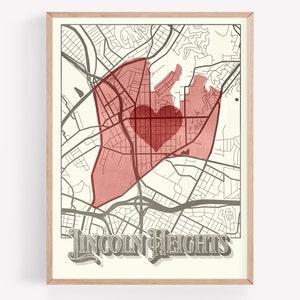 Lincoln Heights Los Angeles Neighborhood Carte Poster Wall Art