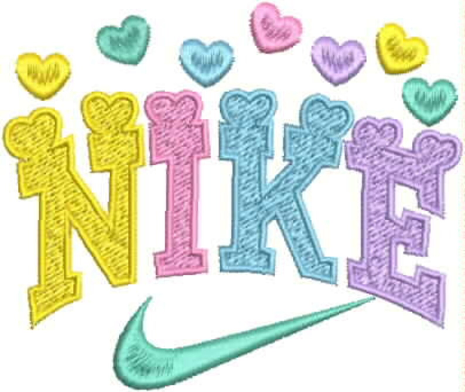 NIKE HEARTS 3 SIZES Embroidery Design Machine Etsy