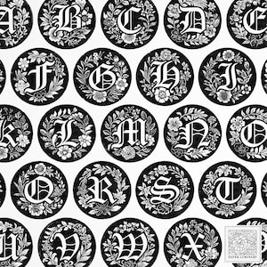26 superposiciones de sellos de tinta con flores y letras de estilo vintage (PNG y SVG) - Efímeras de diario basura, descarga digital, PNG transparentes, imágenes prediseñadas