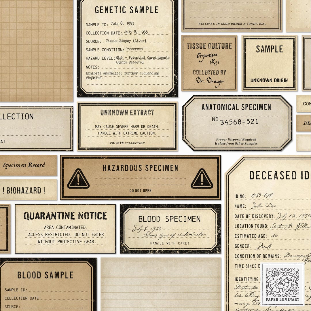 Vintage Medical Labels &amp; Notes - Printable Collage/cluster Junk Journal ...