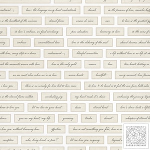 Más de 90 pegatinas imprimibles de palabras y frases con temática de amor y romance: efímeras rústicas vintage para diarios, álbumes de recortes y manualidades con papel.