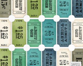 Vintage Style Ticket Ephemera: Junk Journal, Scrapbook (Digital Download)