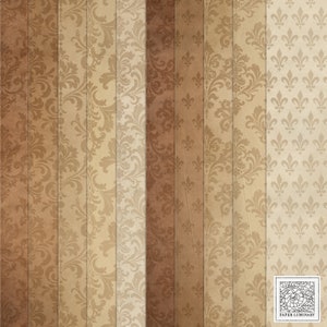 Conjunto de papel para impressão digital Baroque Vintage Basics - Papel marrom com padrão rústico vintage para diário de lixo, scrapbooking, artesanato em papel