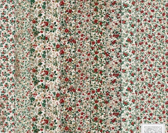 Christmas Tiny Floral Printable Paper (Light): Vintage Junk Journal (Digital Download)