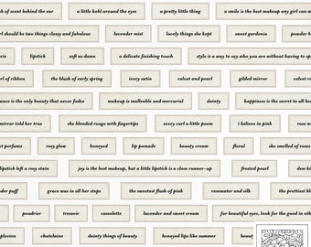 Beauty / Makeup Words & Phrases - Vintage Style Ephemera for Junk Journal (PDF)