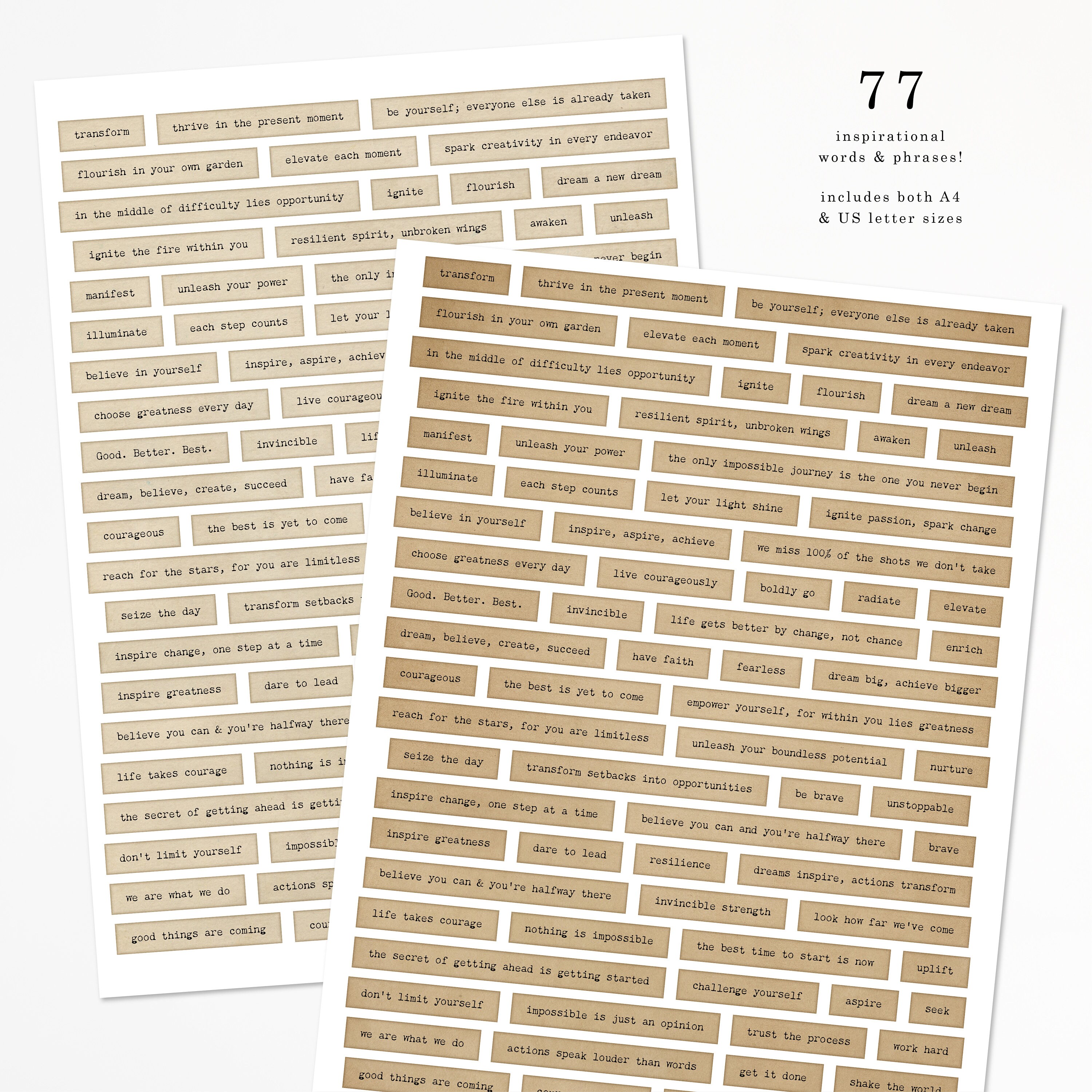 70+ Inspirational Printable Words &amp; Phrases - Vintage Rustic Ephemera ...