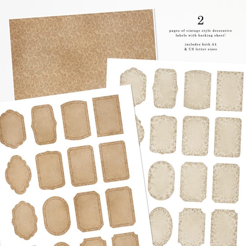 Vintage Brown Paper Labels: Printable Ephemera Set (digital Download ...