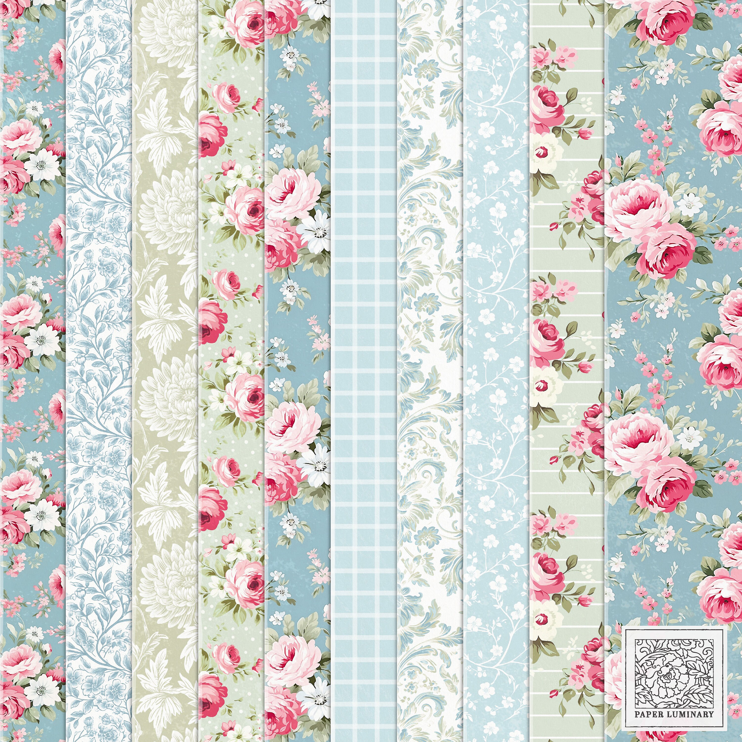 Shabby Chic Floral Printable Paper Set: Vintage Junk Journal (digital ...