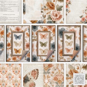 Shabby Chic | Butterfly Collector Printable Mini Journal Booklets - Vintage Junk Journal, Digital Download, Printable, Collage, Scrapbook