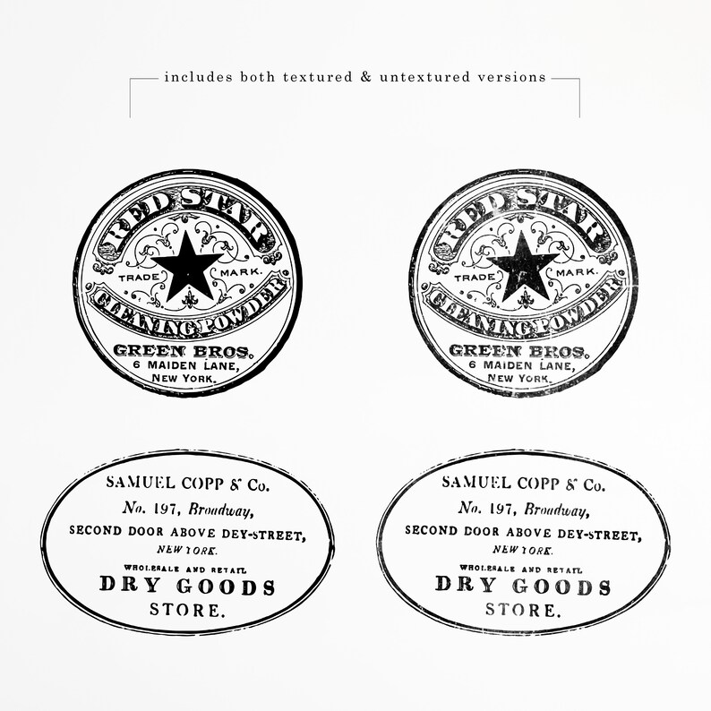 20 Vintage Advert Label Overlays: Junk Journal Ephemera (pngs + Svgs ...