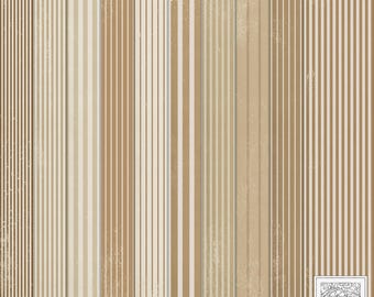 Vintage Style Ticking Stripe Paper Neutral Browns: Rustic Worn Scrapbook Paper (Digital Download)