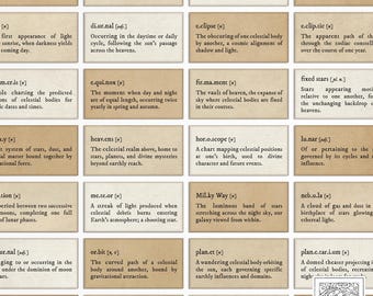 Vintage Celestial Words & Meanings Ephemera: Junk Journal, Scrapbook (PDF Download)