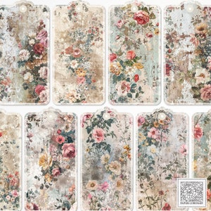 Étiquettes vintage Floral Junk Journal : Shabby Chic Ephemera (téléchargement numérique)