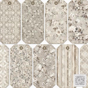 Etiquetas imprimibles digitales vintage desgastadas en gris topo suave - Efímeras de diario basura, descarga digital, etiquetas imprimibles, scrapbooking
