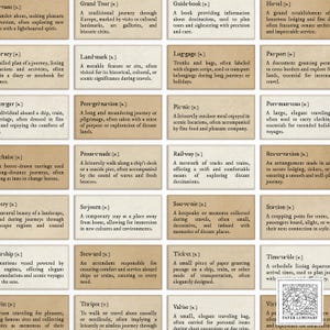 40 mots à imprimer sur le thème de Bon Voyage et leur signification - éphémères rustiques vintage, journal indésirable, scrapbooking, travaux manuels en papier