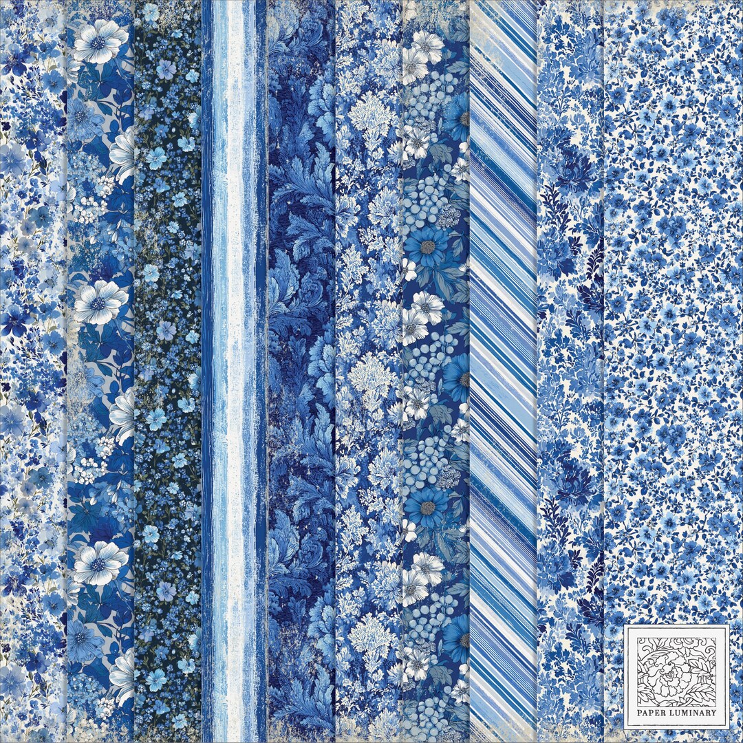 More Blue Florals Shabby Chic Paper Set: Junk Journal Printable ...