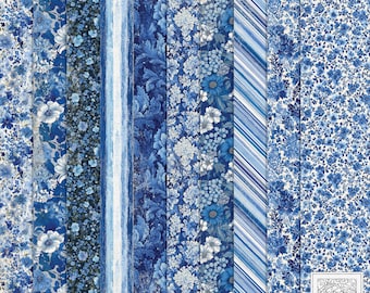 More Blue Florals Shabby Chic Paper Set: Junk Journal Printable (Digital Download)