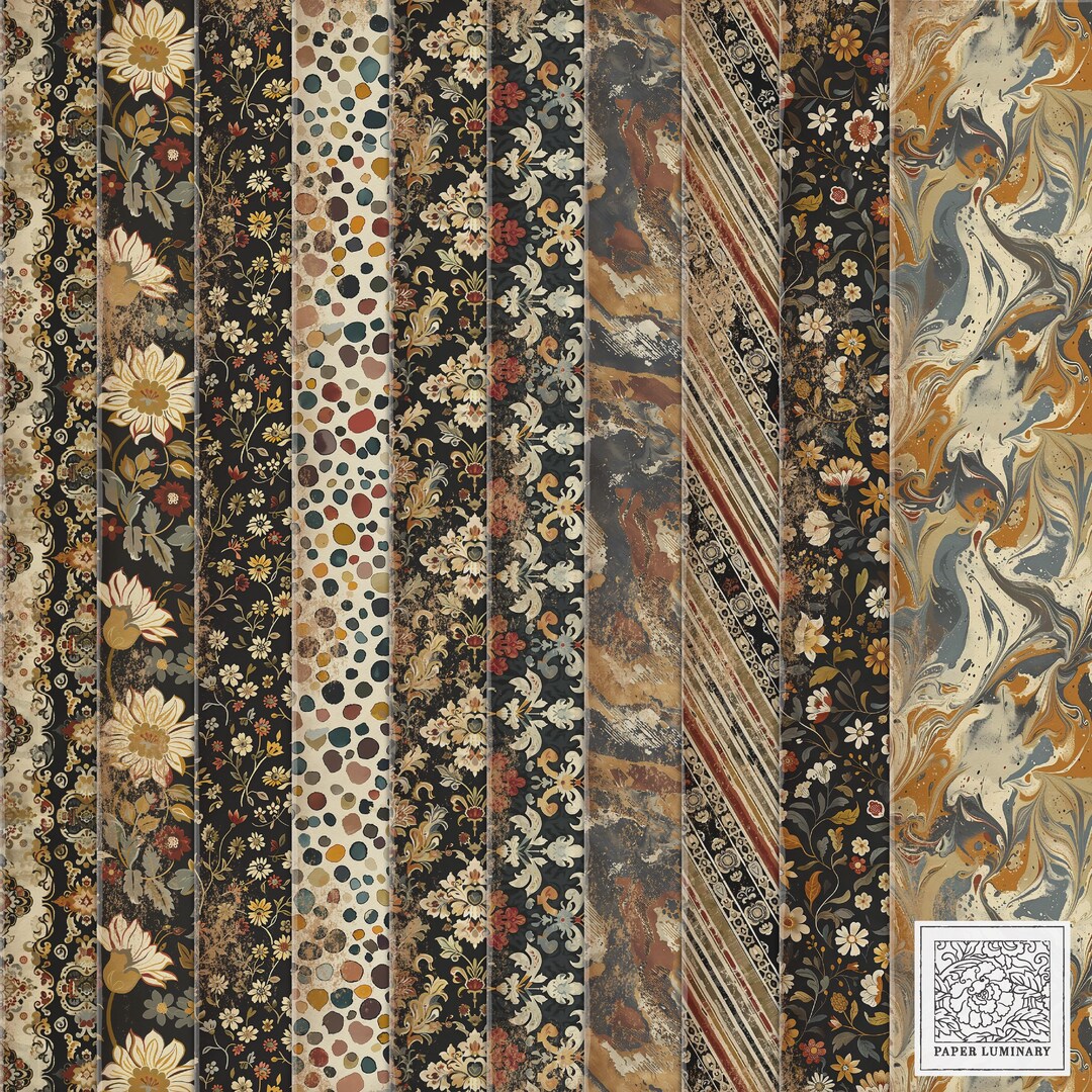 Recency Style Paper Vintage Academia Digital Printable Paper Set Vintage Junk Journal ...