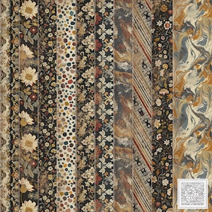 Conjunto de papéis para impressão digital Vintage Academia - Papéis de diário vintage, download digital, papéis para impressão, papéis de colagem, scrapbooking