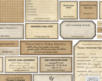 Vintage Florist Labels: Printable Ephemera for Junk Journals (Digital Download)