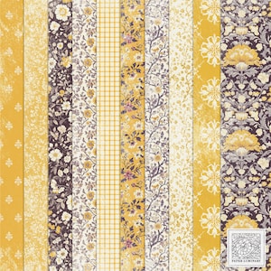 Juego de papeles imprimibles digitales Heritage Yellow: papeles vintage para revistas basura, descarga digital, imprimibles, papeles para collage, álbumes de recortes