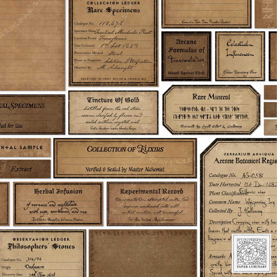 Vintage Alchemist Labels: Printable Ephemera for Junk Journals (digital ...