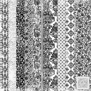 Papel para imprimir Deco 01 (blanco y negro): Papeles vintage para diarios basura, descarga digital, imprimibles, collages y scrapbooking.