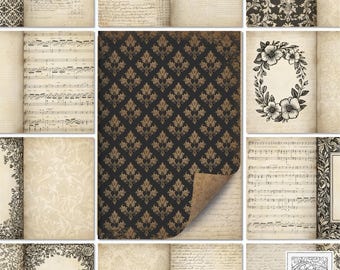 Vintage Journal Kit: Printable Collage Scrapbook Paper (Digital Download)