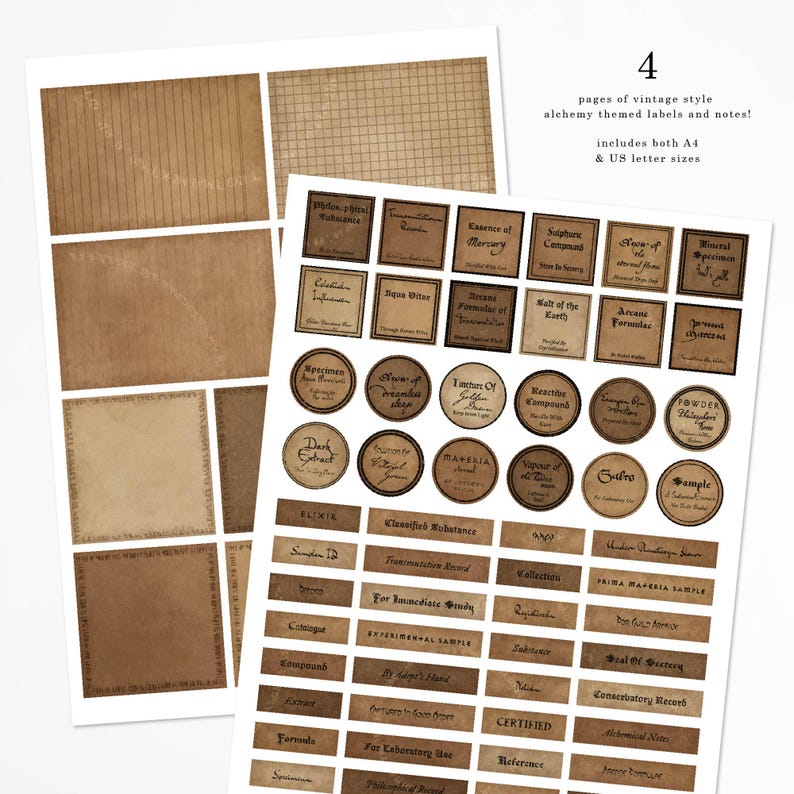 Vintage Alchemist Labels: Printable Ephemera for Junk Journals (digital ...