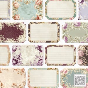 May include: A set of 10 vintage-style floral patterned labels with blank spaces for writing. The labels have a distressed, aged look and are perfect for adding a touch of charm to your crafts, gifts, or home decor.