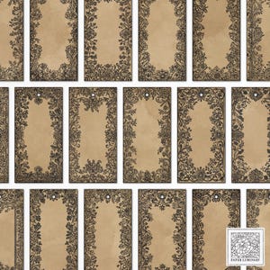 Vintage Floral Border Journal Tags: Printable Ephemera (Digital Download)