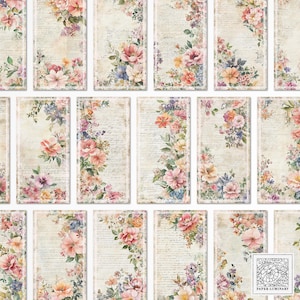 Étiquettes vintage Floral Junk Journal : Shabby Chic Ephemera (téléchargement numérique)